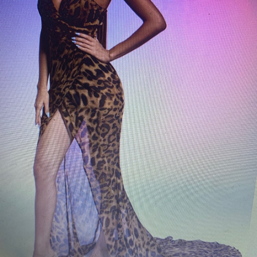 Leopard off the shoulder maxi dress